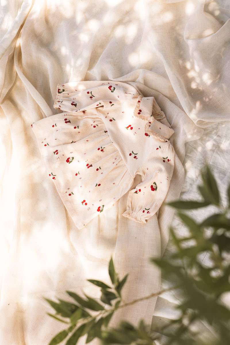 Jurk met kersenprint | AOP Pink Sketch