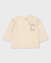 Crèmekleurige longsleeve met tekst | Cream
