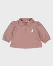 Oudroze polo met lange mouwen | Purple Dust