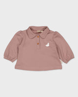 Oudroze polo met lange mouwen | Purple Dust