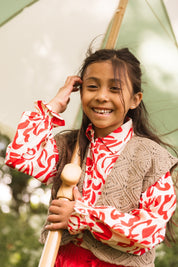 Shirt met rode bloemen | AOP Red Flower