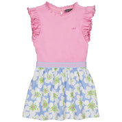 Jurk Roze en Blauw | AOP Blue Flower
