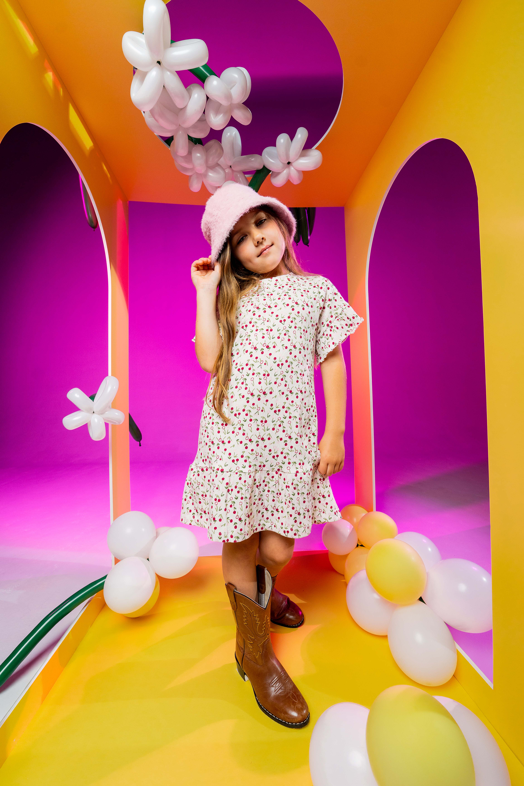 Jurk met kersenprint | AOP Pink Fruit