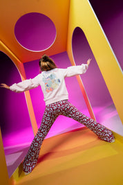 Flairbroek roze met grafische print | AOP Pink Graphic