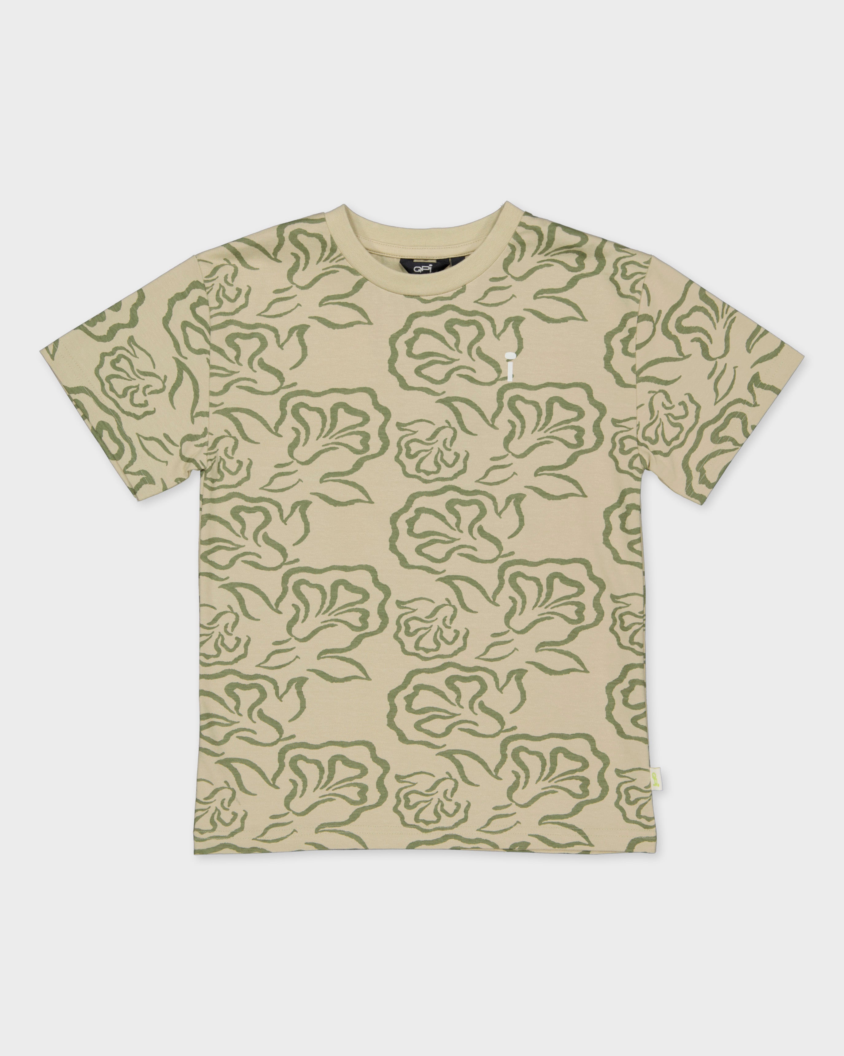 Shirt taupe bloemenprint | AOP Taupe Flower