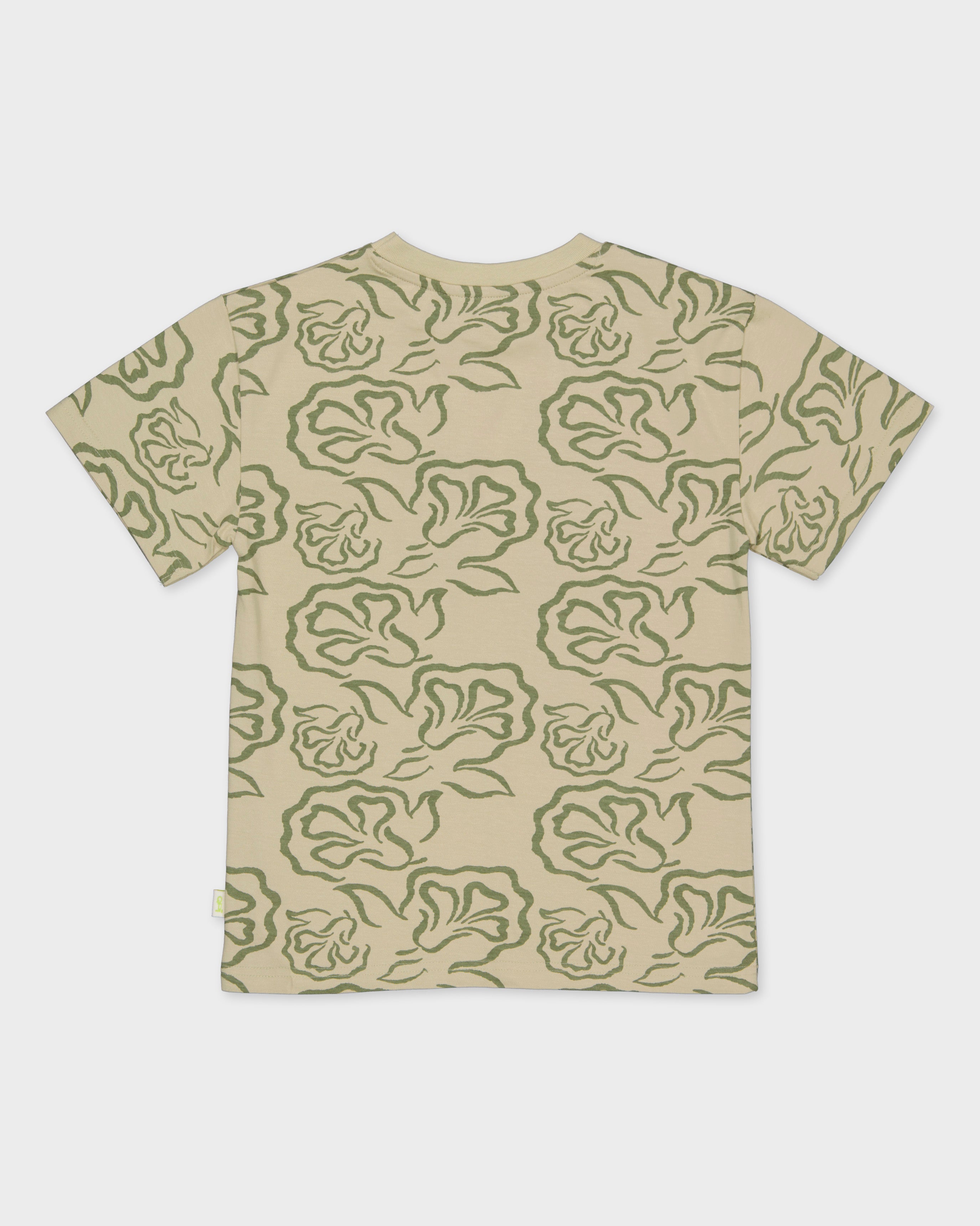 Shirt taupe bloemenprint | AOP Taupe Flower