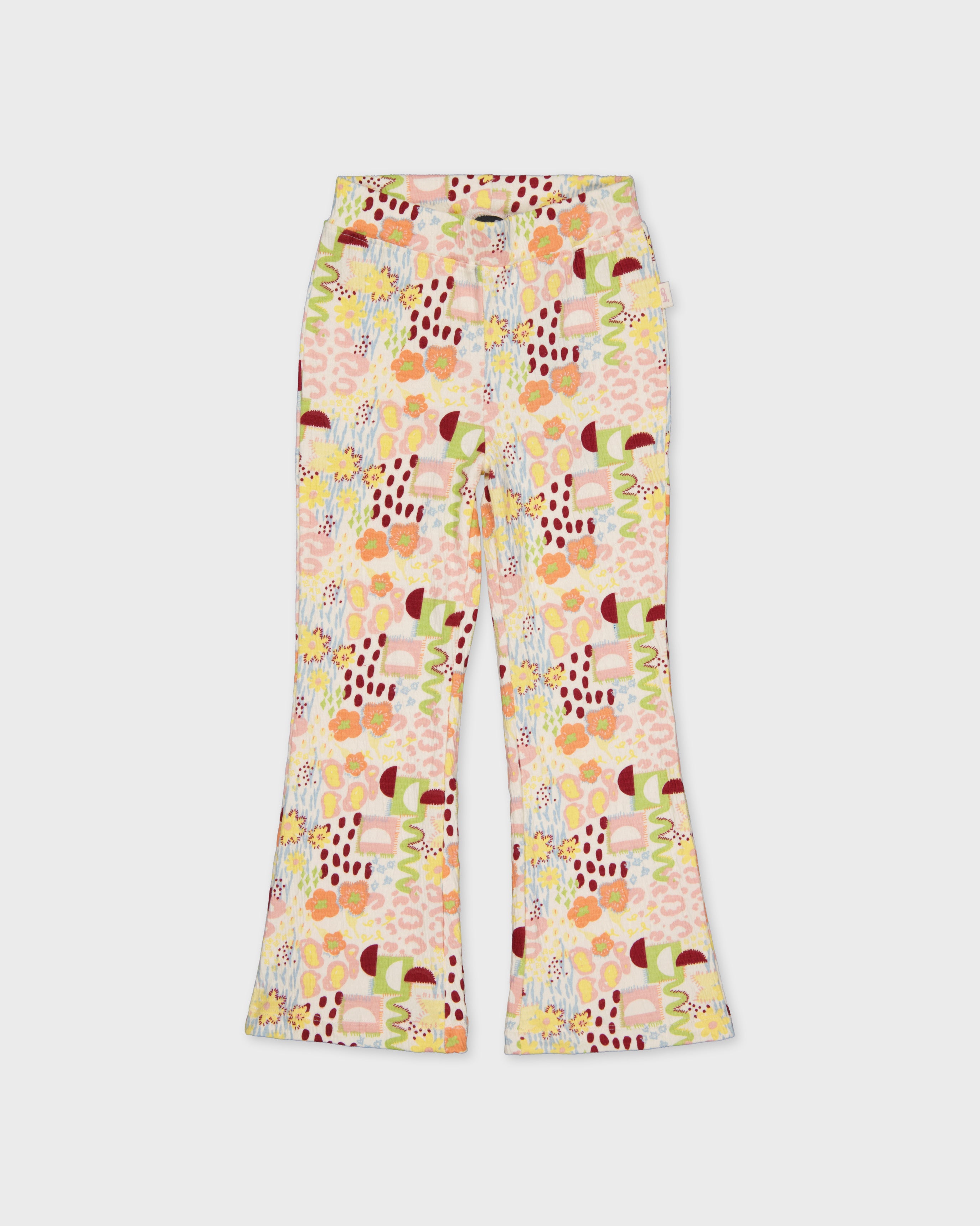 Flairbroek met grafische print | AOP Yellow Graphic