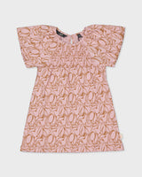 Jurk roze met bladprint | AOP Pink Leaves