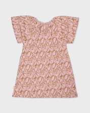 Jurk roze met bladprint | AOP Pink Leaves