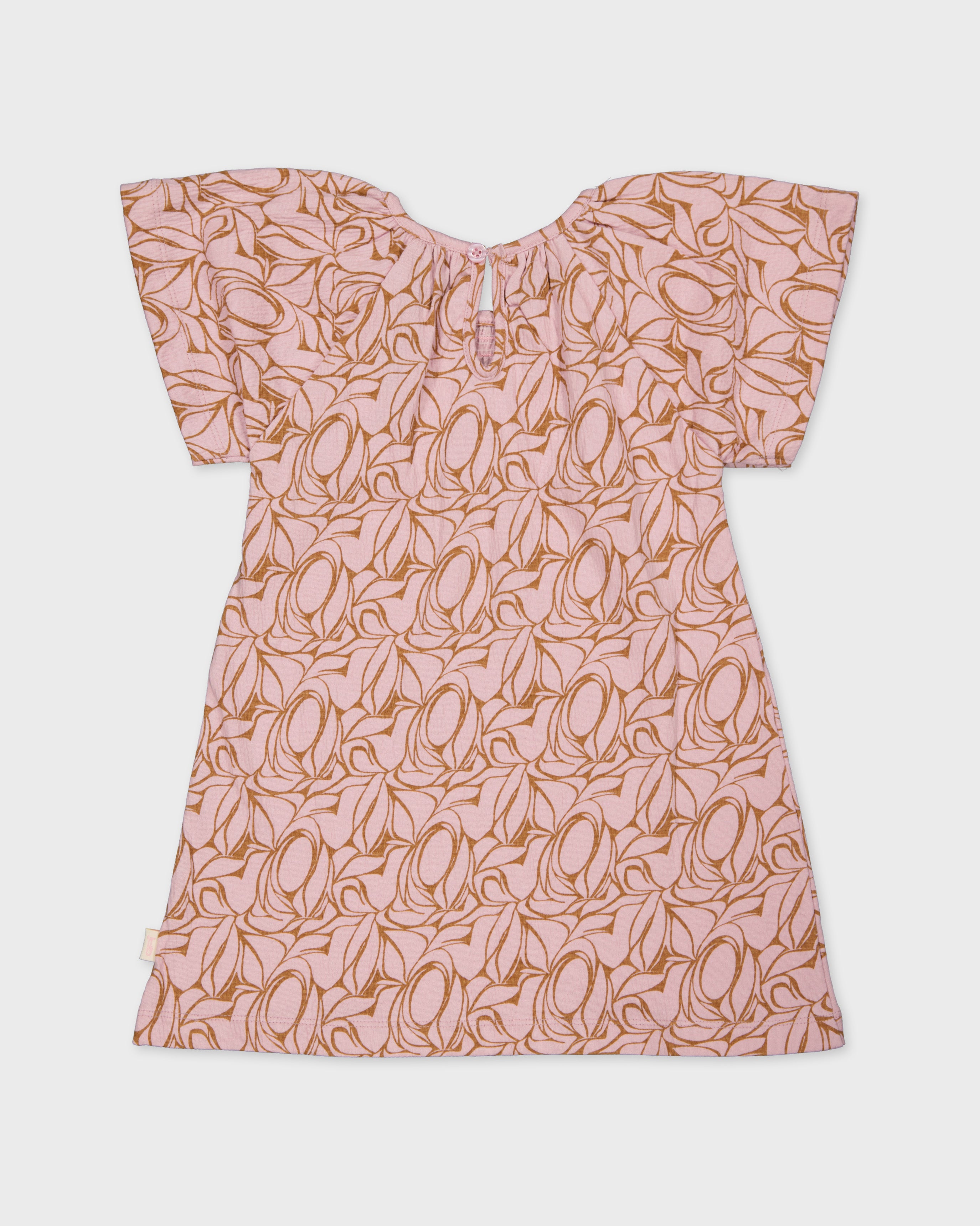 Jurk roze met bladprint | AOP Pink Leaves