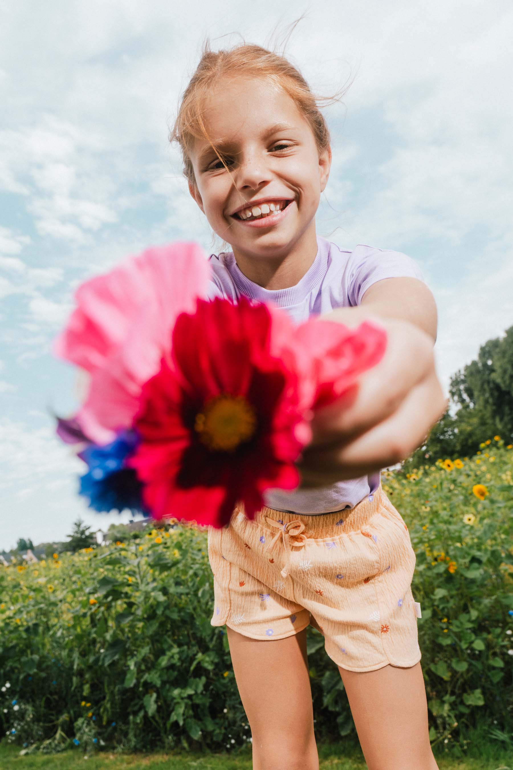 Broek oranje met bloemenprint | AOP Orange Flower