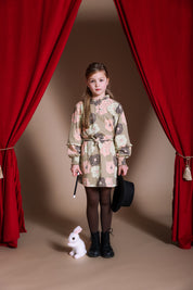 Jurk met bloemen | AOP Green Flower