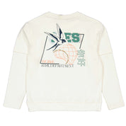 Sweater Oversized ivoorwit met print | Ivory White