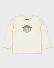 Crèmekleurige longsleeve met borstprint | Off White