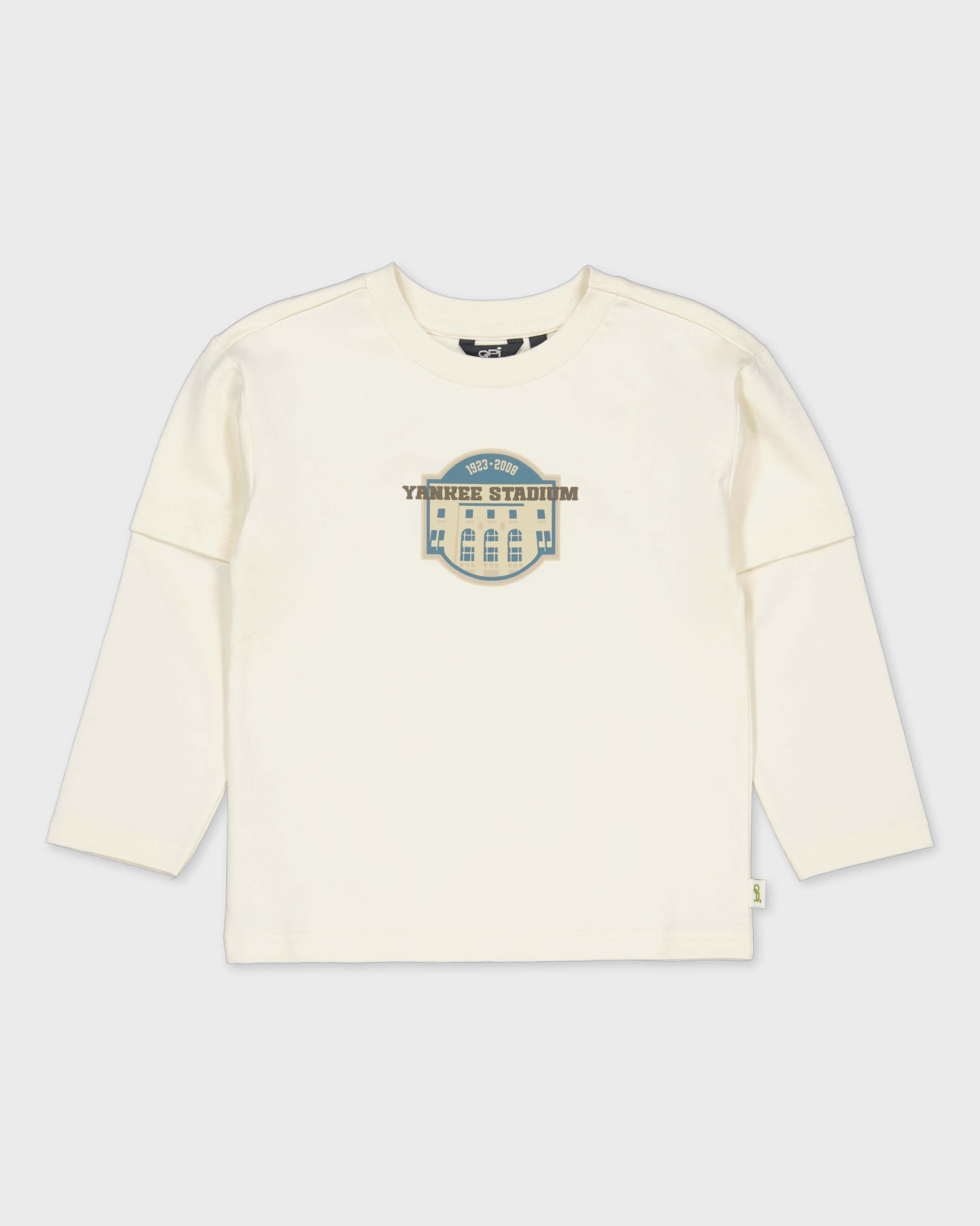 Crèmekleurige longsleeve met borstprint | Off White