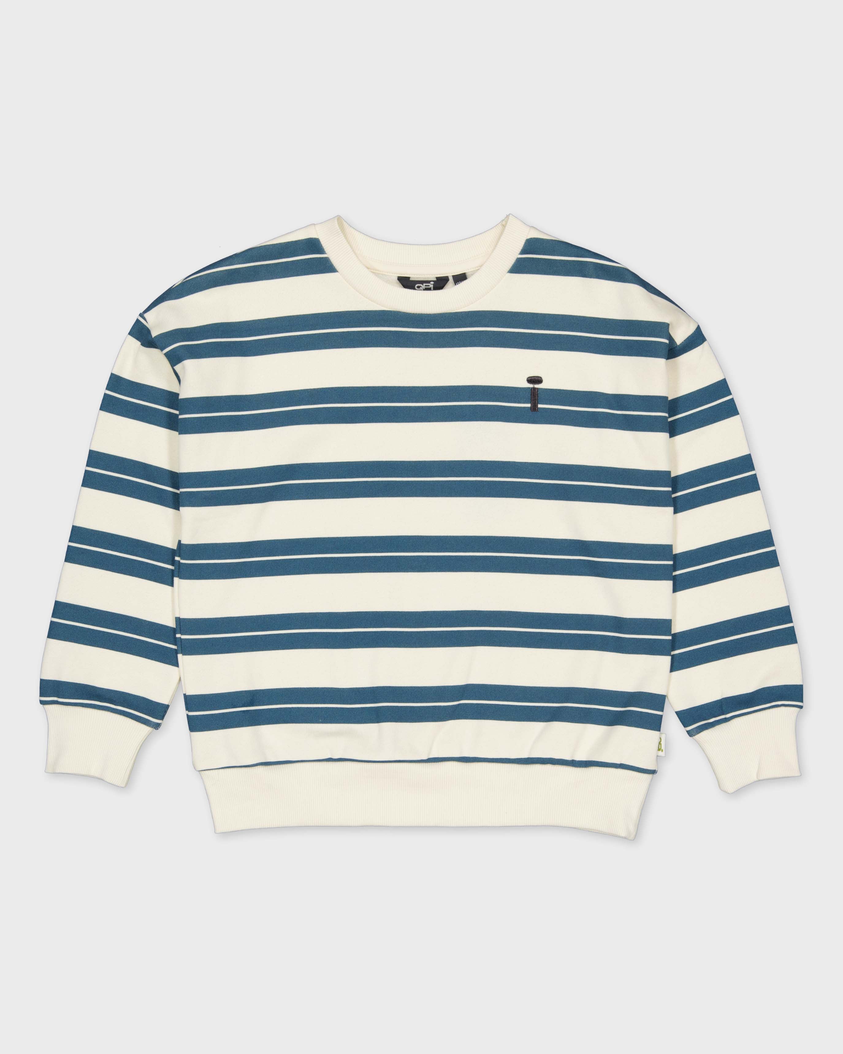 Crèmekleurige sweater met blauwe strepen | AOP Blue Stripe