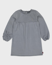 Grijsblauwe jurk met pofmouwen | Grey
