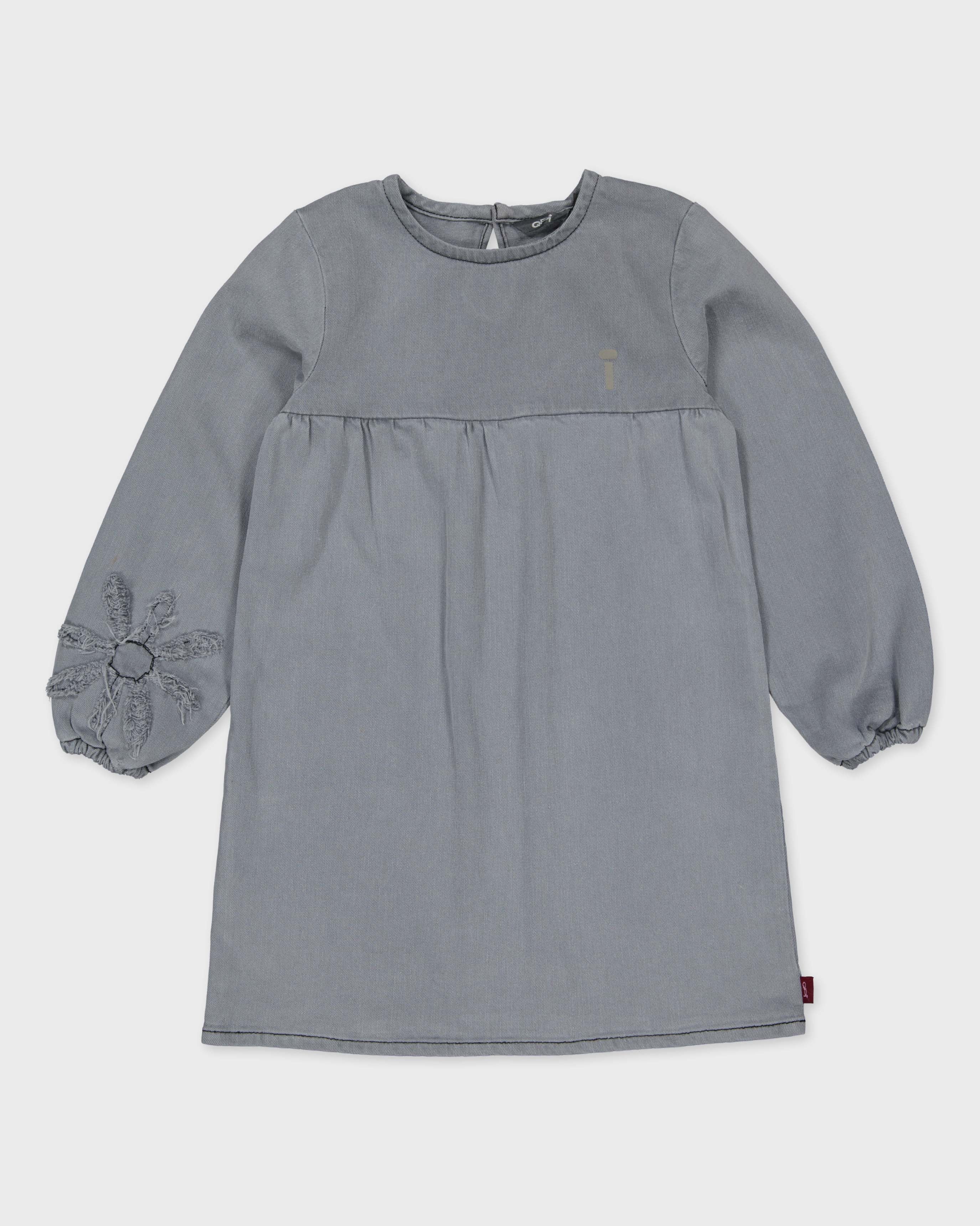 Grijsblauwe jurk met pofmouwen | Grey
