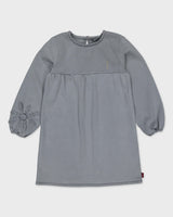 Grijsblauwe jurk met pofmouwen | Grey