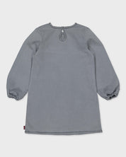Grijsblauwe jurk met pofmouwen | Grey