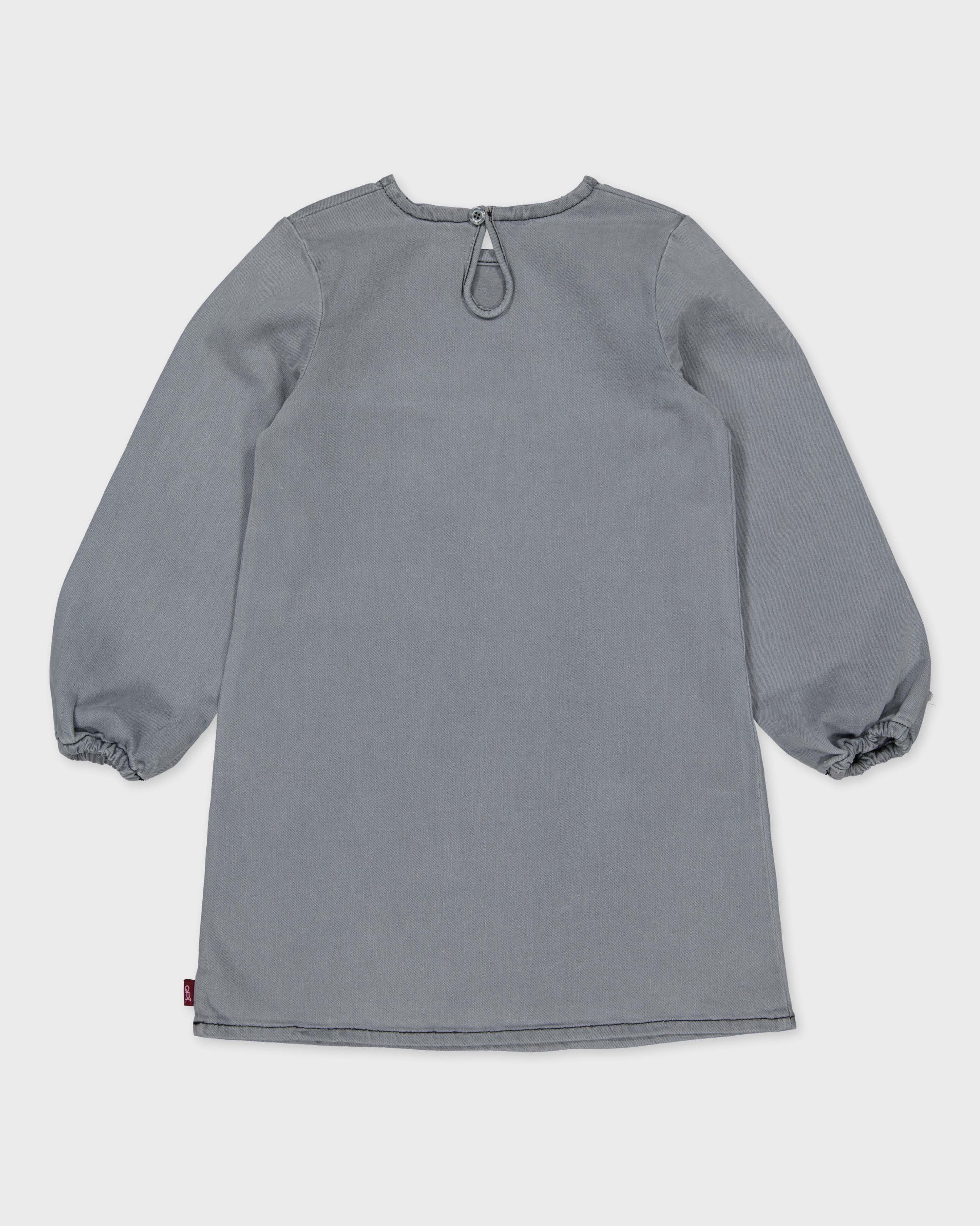 Grijsblauwe jurk met pofmouwen | Grey