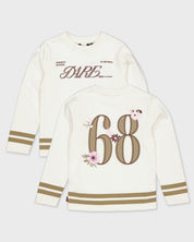 Gebroken witte sweaterjurk met cijferprint | Milk