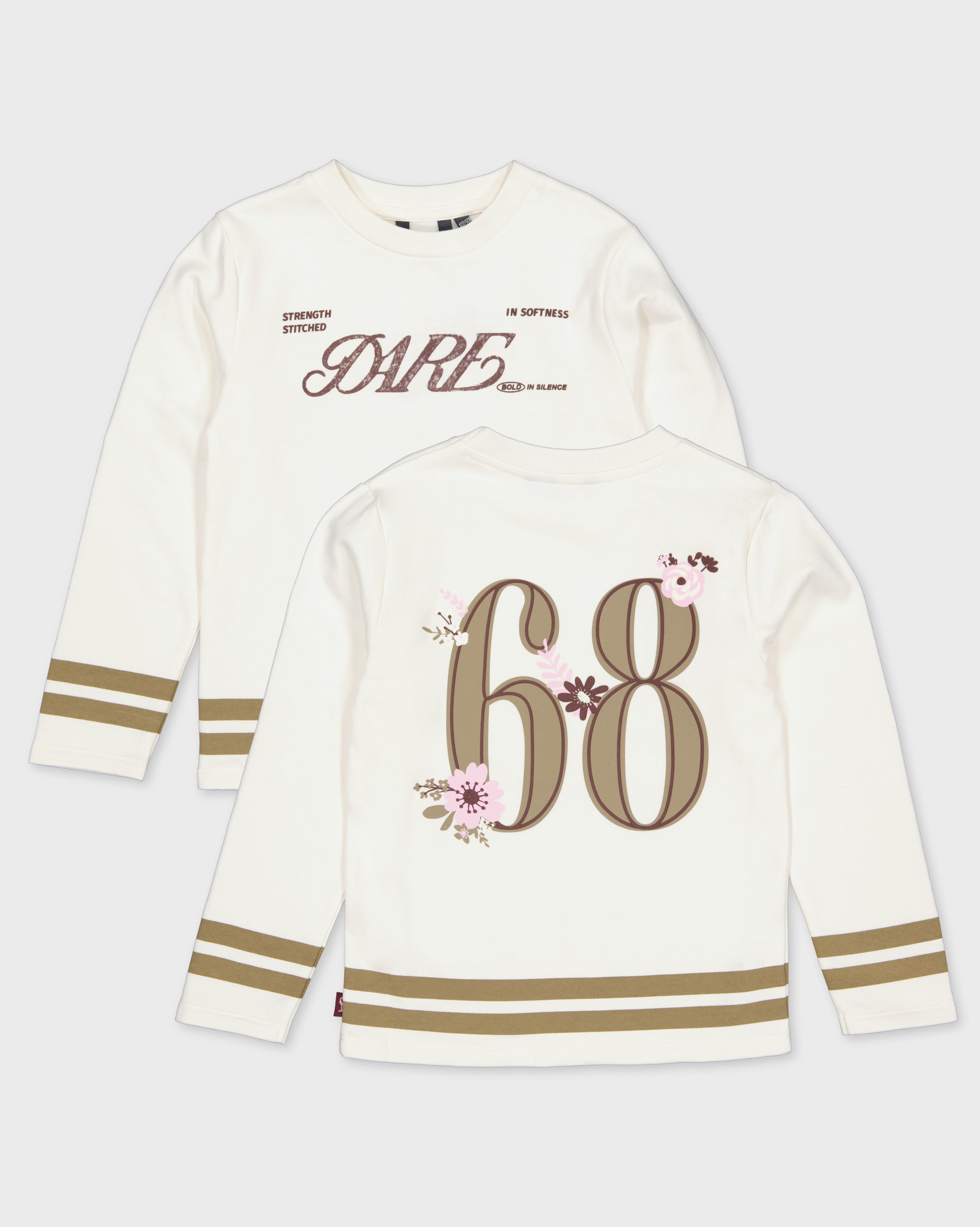 Gebroken witte sweaterjurk met cijferprint | Milk