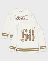 Gebroken witte sweaterjurk met cijferprint | Milk