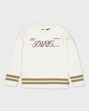 Gebroken witte sweaterjurk met cijferprint | Milk