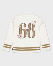 Gebroken witte sweaterjurk met cijferprint | Milk