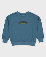 Petrolblauwe sweater met borstprint | Petrol