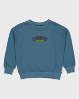 Petrolblauwe sweater met borstprint | Petrol