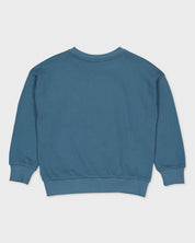Petrolblauwe sweater met borstprint | Petrol