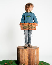 Petrolblauwe sweater met borstprint | Petrol
