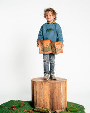 Petrolblauwe sweater met borstprint | Petrol