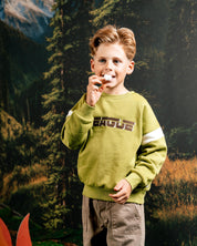 Limoengroene sweater met tekstprint | Olive