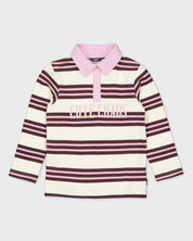 Gestreepte polo met lange mouwen | AOP Pink Stripe