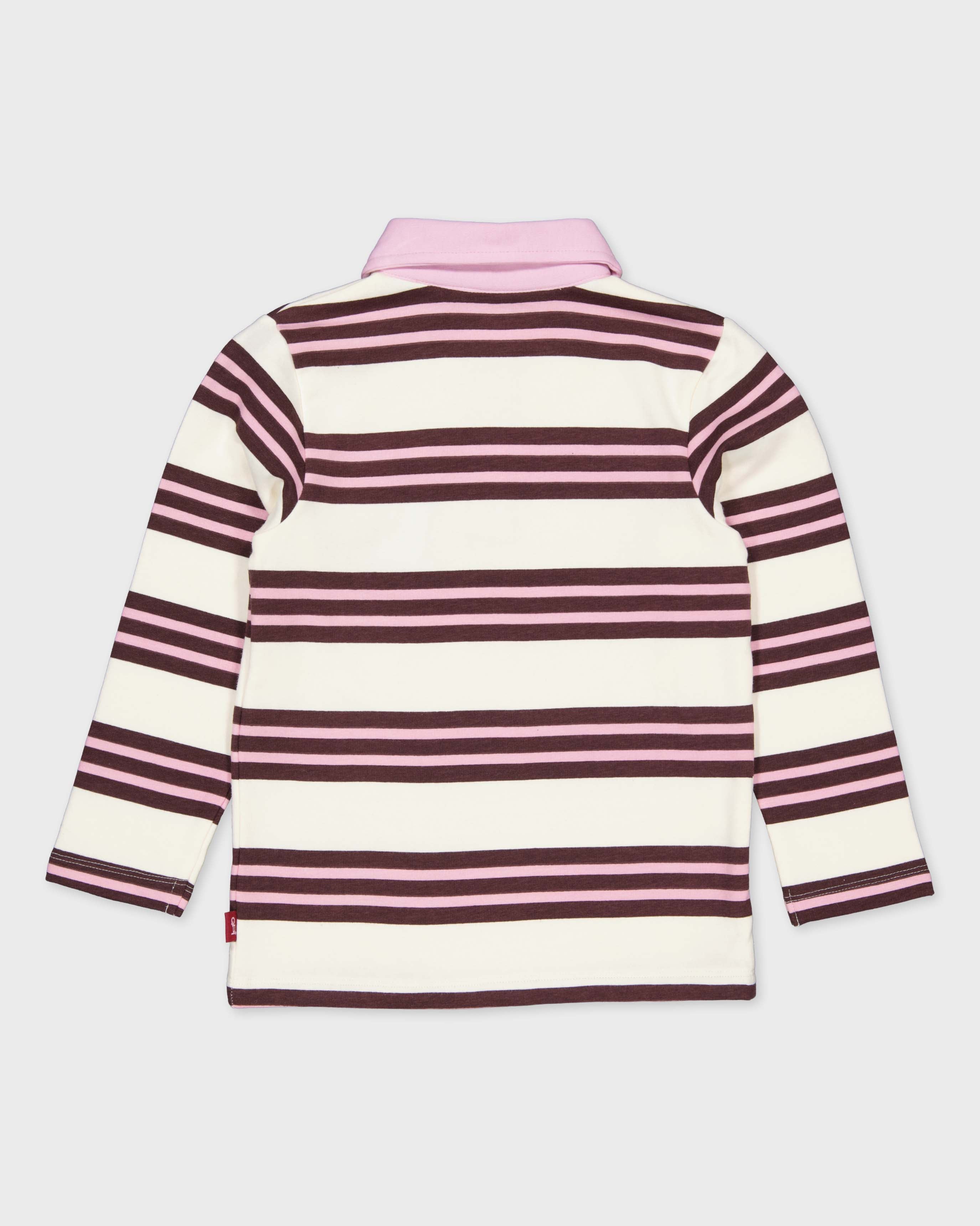 Gestreepte polo met lange mouwen | AOP Pink Stripe