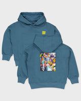 Petrolblauwe hoodie met rugprint | Petrol