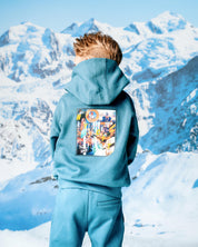 Petrolblauwe hoodie met rugprint | Petrol