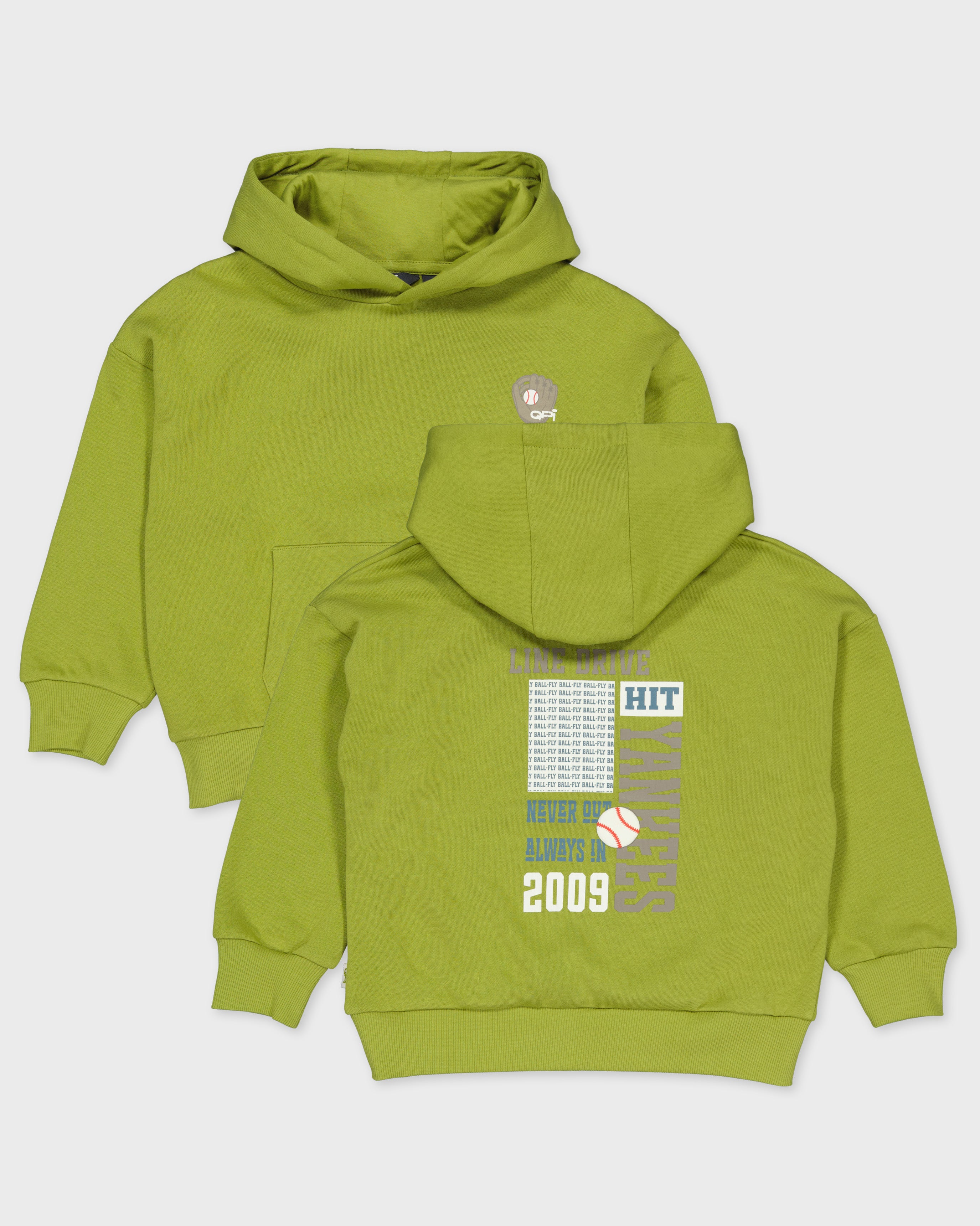 Limoengroene hoodie met rugprint | Olive