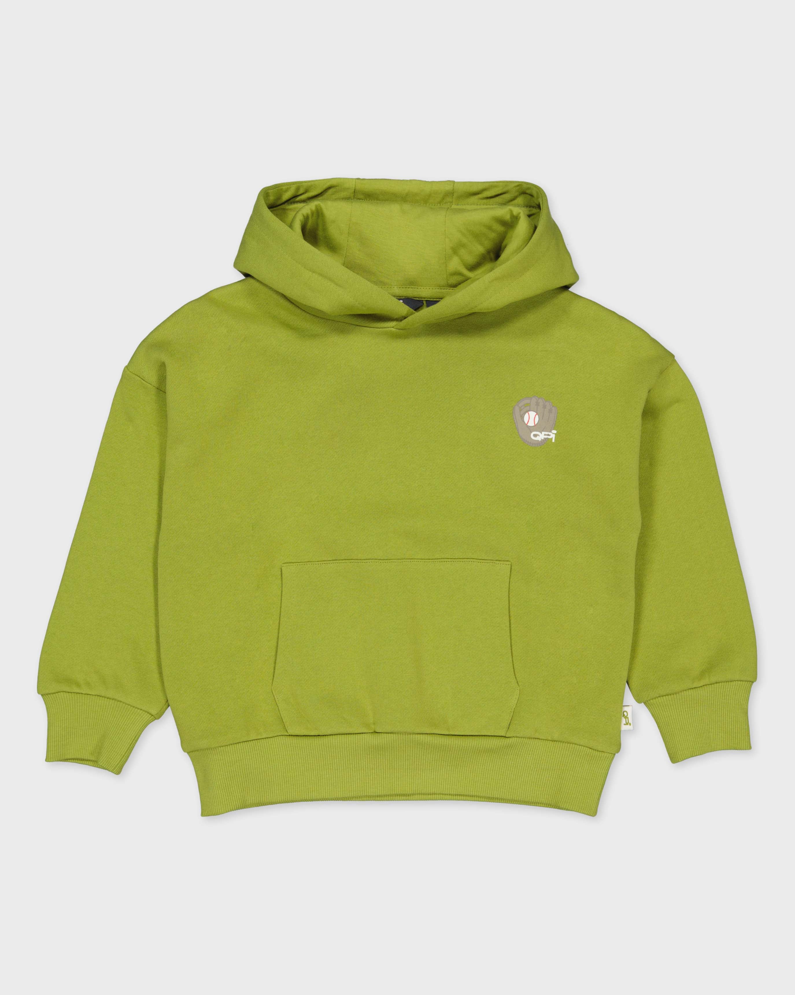 Limoengroene hoodie met rugprint | Olive