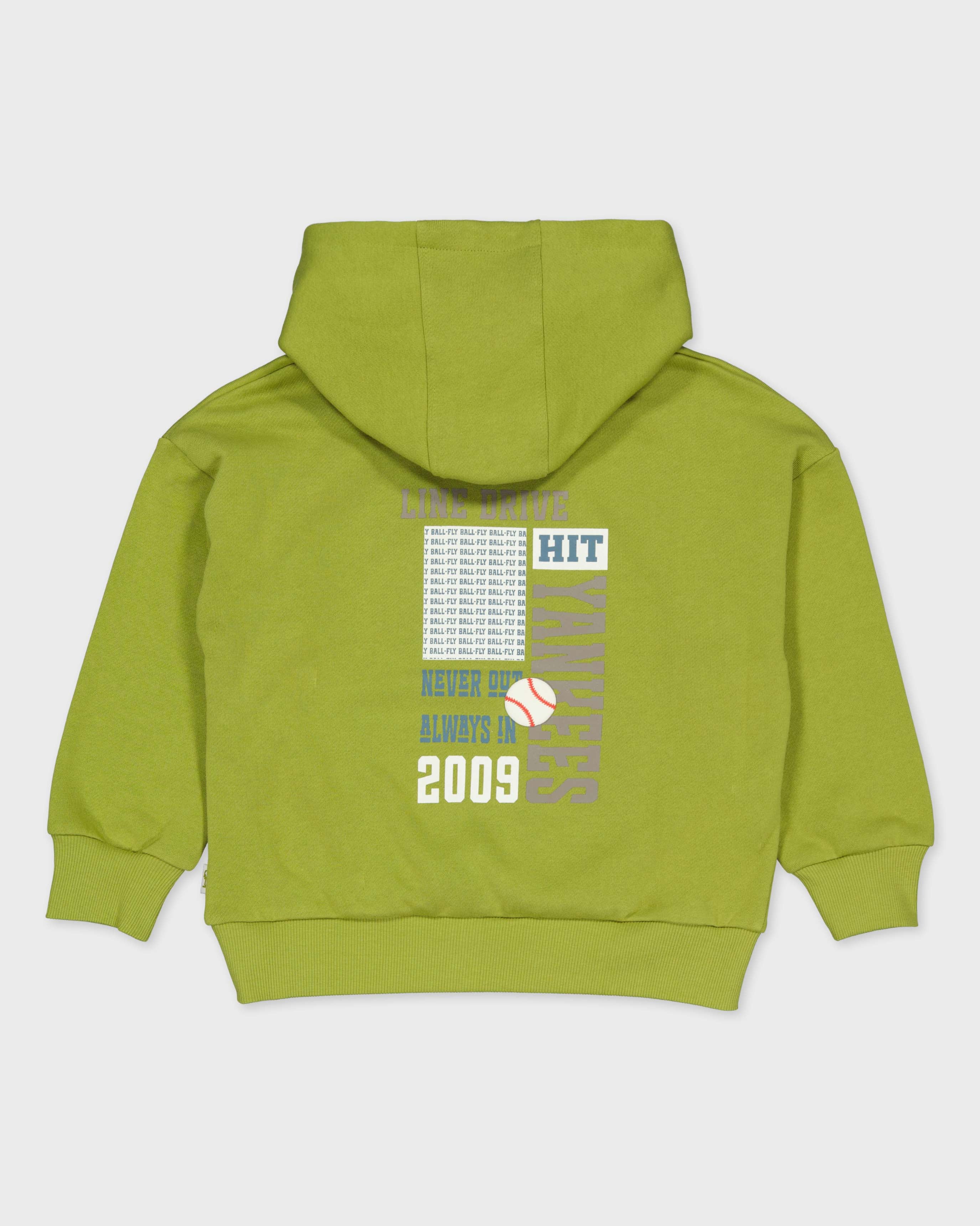 Limoengroene hoodie met rugprint | Olive
