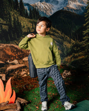 Limoengroene hoodie met rugprint | Olive