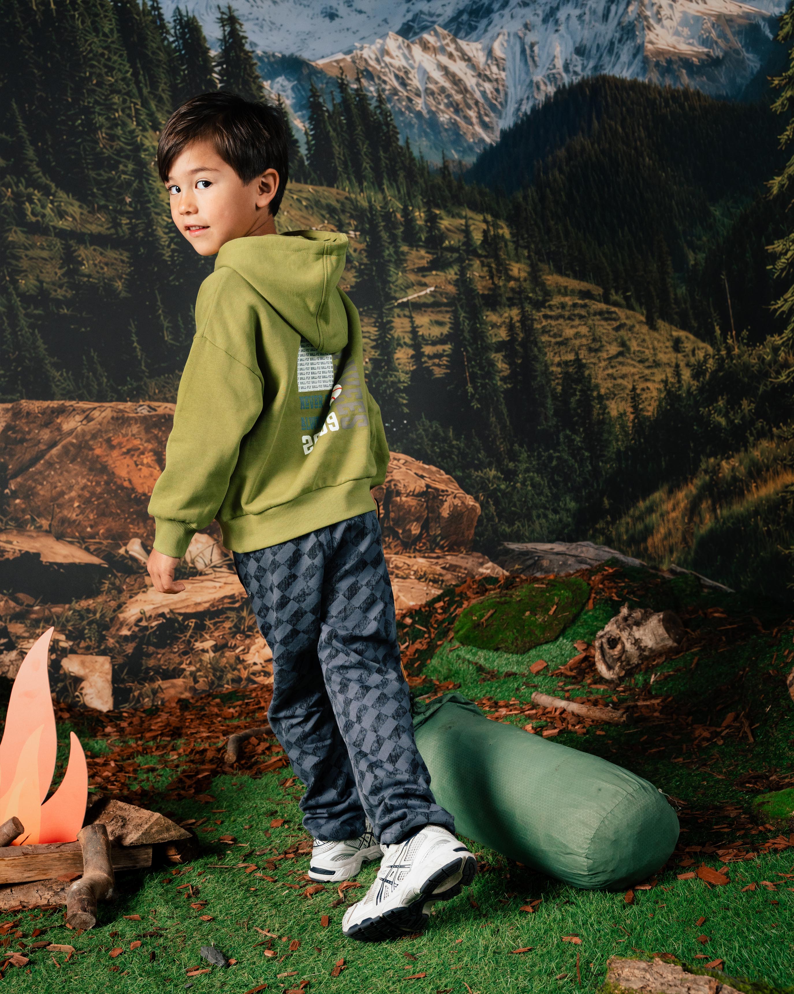 Limoengroene hoodie met rugprint | Olive