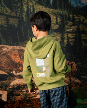 Limoengroene hoodie met rugprint | Olive