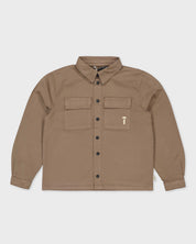 Taupekleurig overshirt met borstzakken | Dark Brown