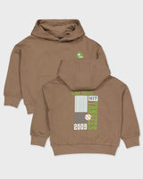 Taupekleurige hoodie met rugprint | Dark Brown
