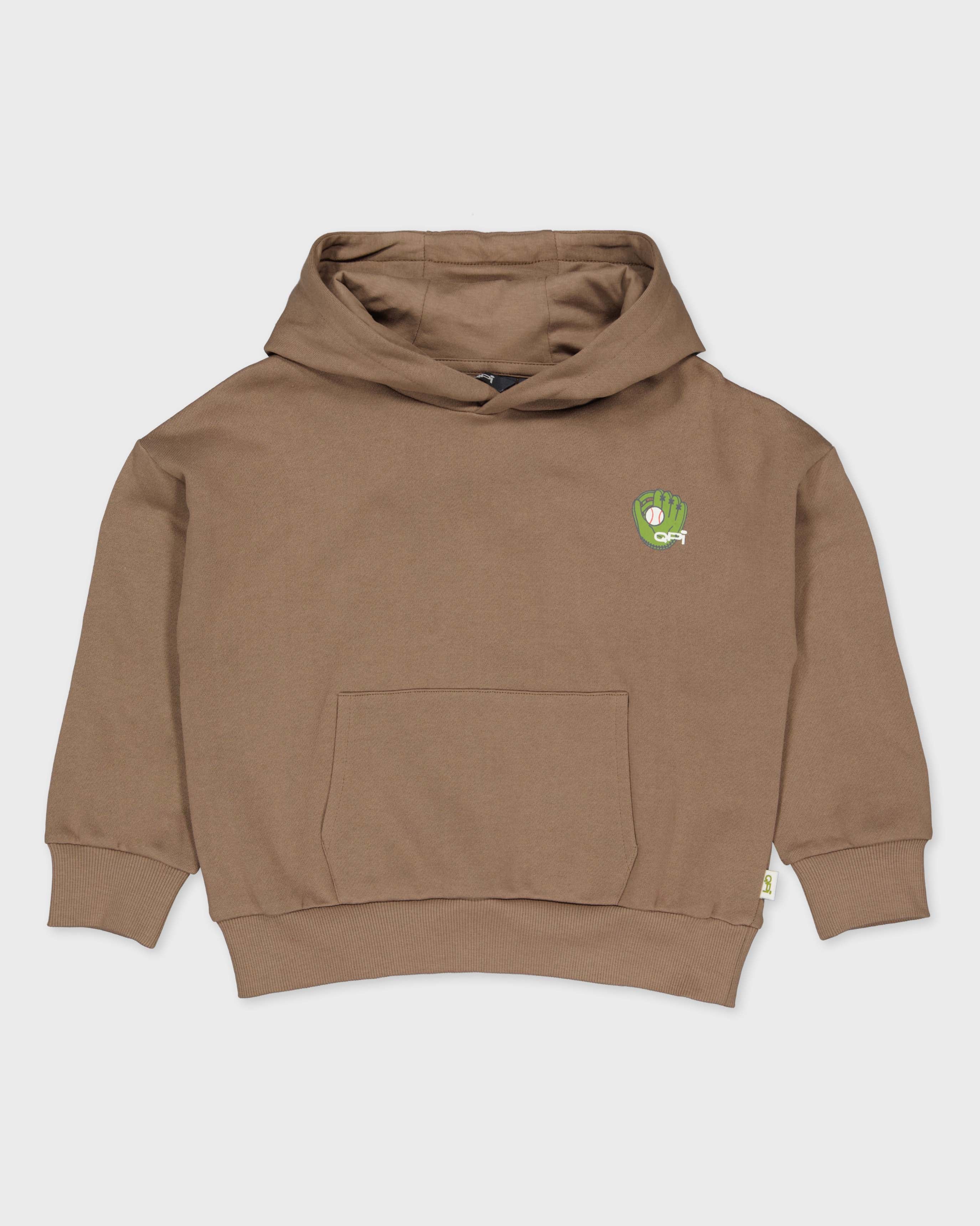 Taupekleurige hoodie met rugprint | Dark Brown