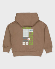 Taupekleurige hoodie met rugprint | Dark Brown